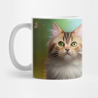 Fluffy Tabby Cat Amongst Flowers Mug